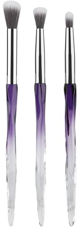 Juego de 3 brochas para sombra de ojos profesional con pelo sintético suave y mango de cristal, brochas profesionales para sombra de ojos