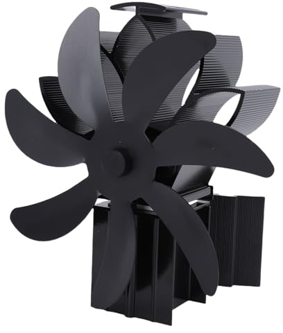 Luocute Ventilatore per Stufa a Legna, Ventilatore per Camino Alimentato a Calore 7 Pale Non Elettrico per Bruciatore a Pellet per Stufa a Legna, con Protezione Dal Surriscaldamento,