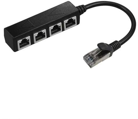 gsgfuis RJ45 Ethernet Splitter, Duplicador Ethernet, Cable Divisor RJ45 1 Macho a 4 Hembra, Adaptador de Red RJ45 Cable de Extensión Acoplador para Cat5, Cat5e, Cat6, Cat7