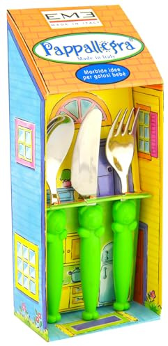 Set Posate per Bambini in Acciaio Eme Pappallegra Verde