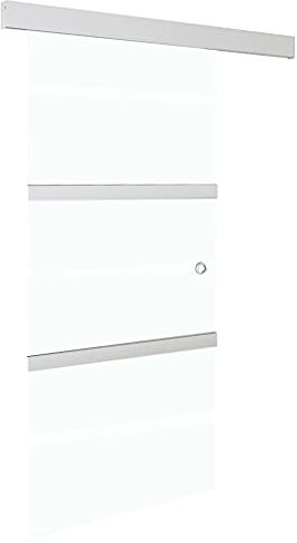 vidaXL Schiebetür mit weichen Stoppern Glasschiebetür Glastür Tür Schiebetürsystem Schiebetürbeschlag ESG-Glas Aluminium Silbern 90x205cm