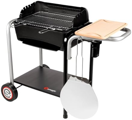 Happy Garden Barbecue à Charbon de Bois SOMAGIC Roma avec cuve en Fonte, Grille en Acier chromé, soufflerie Turbomagic et Chariot, idéal pour 10 convives, Dimensions 106,50 x 57,50 x 84,50 cm