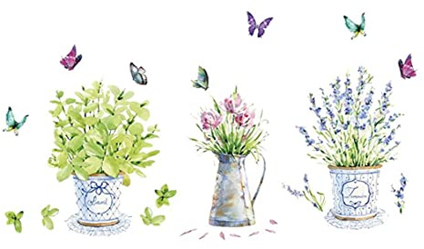 Ruluti Stickers muraux Bricolage décor à la Maison décor en Pot de Fleur Pot de Cuisine vitrine décalcomanie étanche (Style aléatoire)