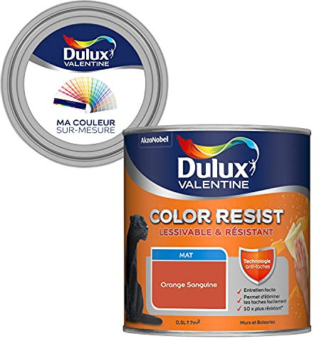 Ma Couleur Sur-Mesure par Dulux Valentine – Peinture Intérieure Murs, Plafonds, Boiseries - Palette Jeu, Pièce à Vivre Mat, Orange Sanguine, 0,5 L