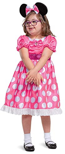 Disney Official Adaptive Pink Minnie Mouse Costume, Adaptive Fancy Dress Costumes for Kids Size S