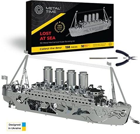 METAL-TIME 3D Titanic Lost at Sea Scale Edelstahl-Modell, patentierte Technologie, handgefertigte Kreationen, einzigartige Dekoration, Sammlerstück, DIY-Bauset, Denksport-Puzzles