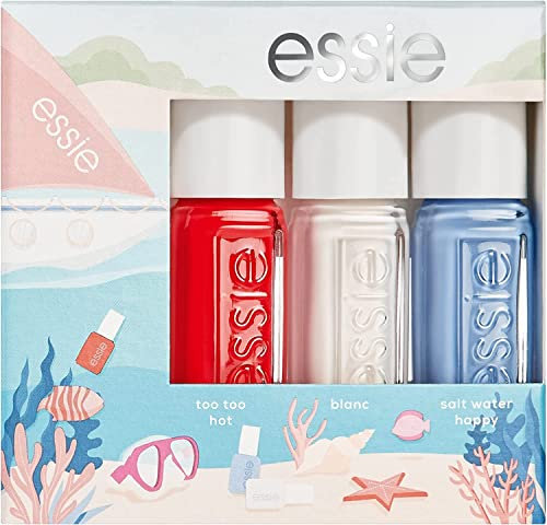 Essie Under the Sea Nagellack-Set, 3 Mini-Nagellacke, glänzend, langanhaltend, Farbtöne: Under the Sea