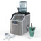 RELAX4LIFE Máquina de Cubitos de Hielo 3,2L 18kg/24H de Acero Inoxidable con Autolimpieza y Temporizador 1-24H, Ice Maker con Pala, Pantalla LCD y Tapa Transparente, Plateado