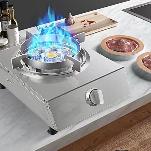 Stufa a Gas a Fuoco Singolo, fornello a Gas da Campeggio Portatile, Stufa a Fuoco Alto a Nove camere da 5,2 Kw, bruciatore GPL Leggero in Acciaio Inossidabile,