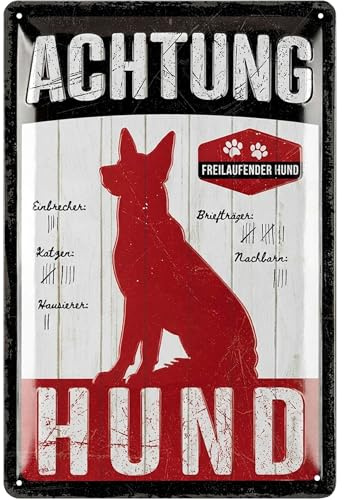 LANOLU Retro Blechschild Warnung vor dem Hund Schilder, retro Blechschild vorsicht Hund Schild, Achtung Hund Schild lustig, Warnschild Hund, Metallschilder mit Sprüchen, 20x30cm