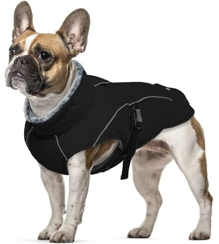 Hundejacke für Kleine Hunde, Hunde Winterjacke Gefütterte mit Leine Loch Hundekleidung Winter für Kleine Hunde Winddicht Hundeweste Welpenjacke Winteranzug Hund Klein(Schwarz, S)