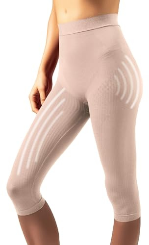 SLIMCELL Legging Femme Gainant Anti Cellulite - Gaine Ventre Plat en Microfibre, Capri Taille Haute, Effet Massant et Minceur - Made in Italy