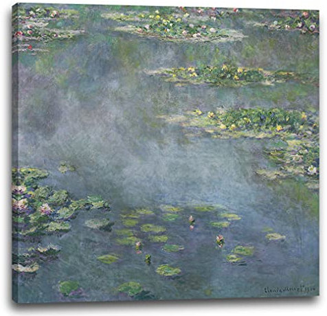 Printed Paintings Leinwandbild (30x30cm) Claude Monet: Seerosen (frz. Nymphéas) (1906), Leinwand auf Keilrahmen gespannt und fertig zum Aufhängen, hochwertiger Kunstdruck aus deutscher Produktion