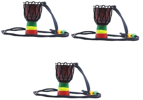 Supvox 3 Stück Handgefertigte Afrikanische Handtrommel Aus Massivholz Mini-djembe Percussion Afrikanische Trommel Für Musik Metall-tuning Heimdekoration Spielzeug Für Jungen Und Mädchen