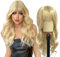 EUPSIIU Peluca Larga Ondulada Rubia Mujer con Flequillo, 27'' Pelucas Encantadora Mujer Largo Ola Rizo Cabello Cosplay Pelucas Resistentes al Calor Pelucas Mujer para Cosplay/Fiesta/Diario (Rubia)