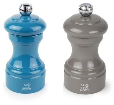 Peugeot Bistro Pfeffer- und Salzmühlen-Set, Pazifikblau und Rauchgrau, 10 cm
