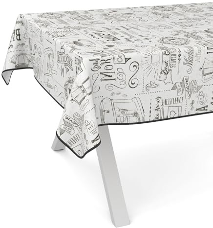 ANRO Wachstuchtischdecke Wachstischdecke Wachstuch Tischdecke abwaschbar Gartentischdecke Wasserabweisend 160x120cm mit Saum (Eingefasst) Barista Weiß