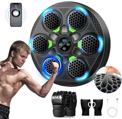 Music Boxing Machine - Upgraded Smart Bluetooth Wall-Mounted Music Punch Boxing Set mit Boxhandschuhen, 15 Geschwindigkeitsmodi und Zählmodus für Erwachsene Box