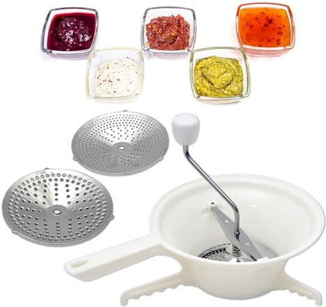 Hand Crank Tomato Mill - Tomato Pressing Machine, Vegetable Puree Mill | Multifunctional Rotary Food Grinder with Jam Crushing Discs, Gadg