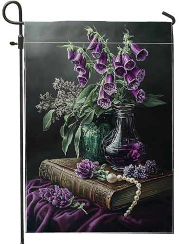 Drapeau de jardin violet campanule - Bannière décorative florale pour la maison - Drapeau double face en tissu pour décoration de pelouse extérieure - 30,5 x 45,7 cm