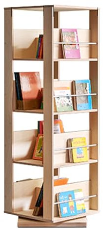 Drehbares CD-Regal für Kinder, 4 Etagen, für kleine Räume, perfekt für Schlafzimmer, Wohnzimmer, Büro oder Bibliothek, platzsparendes Design, einfach zu montieren, 47 x 47 x 145 cm