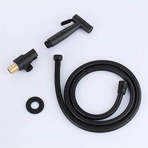 Wall Mounted Matte Black Brass Bidet Spray Set - Concealed Toilet Bidet Sprayer Mixer Valve with Booster Nozzle and Holder