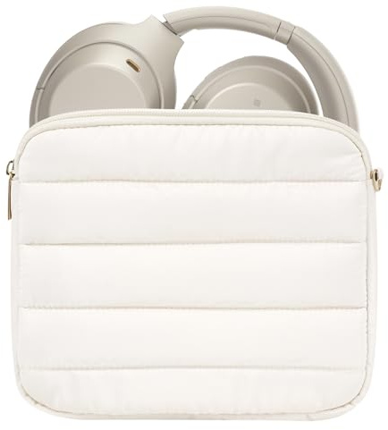 Geekria NOVA-hörlursväska kompatibel med Sony WH-1000XM6, WH-1000XM4, WH-1000XM3, WH-H900N, ersättningsfodral i soft shell för resa med kabelförvaring (Ivory)