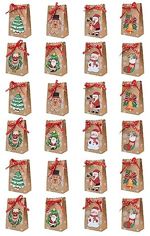 Whltzf Pack 24 Sacs Bonbons Noël Sacs Multifonction Porte-conteneur pour Le Festival d'anniversaire Partage Vacances Favor Noël