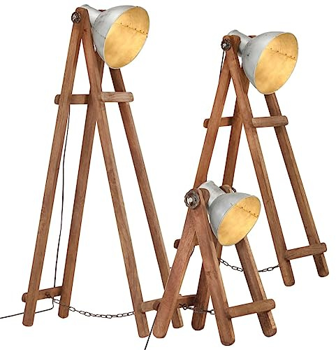 Générique Lampadaires 3 pcs Argenté E27 Bois de manguier Massif,Maison & Jardin,Luminaires,Lampes,Argent,15.69 KG,320591
