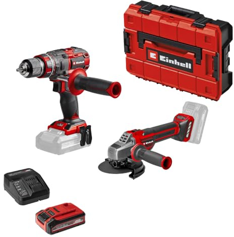 Einhell Professional Pack 2 machines sans fil BL - Power X-Change (Meuleuse d'angle AXXIO 18/125 CE Q, Perceuse percussion TP-CD 18/80 Li-i BL) + 1 Batterie 4,0Ah PLUS et chargeur + 1 Coffret E-Case