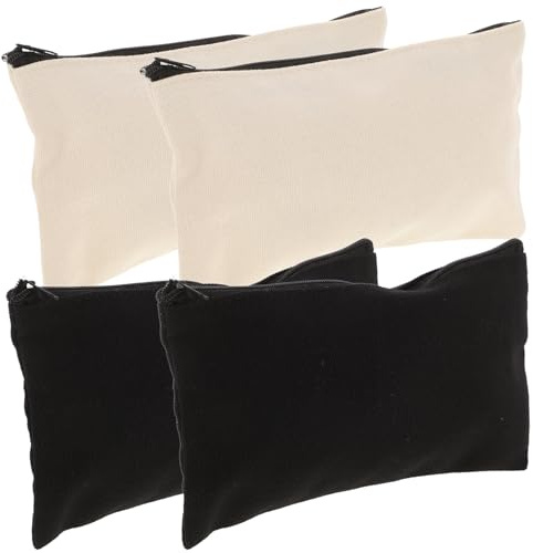 Gadpiparty 4 Stück-Pack Federmäppchen aus Canvas mit Reißverschluss 12x21cm Praktische Aufbewahrungstasche für Selbstgemacht Projekte und Reisen Einfach zu Öffnen und Stauraum