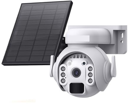 ZADCCS Telecamera IP, Telecamera solare da 5 MP 4G SIM PTZ di sicurezza con pannello W Visione notturna PIR Rilevazione umana sorveglianza batteria(4G SIM CAMERA)