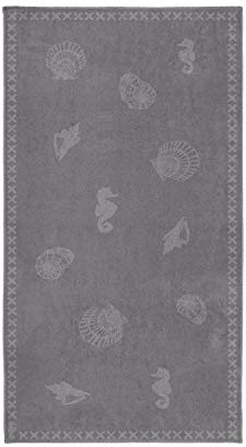 Seahorse, Strandtuch, Shells, Handtuch groß, Strandlaken, Badetuch, Baumwolle, Grau
