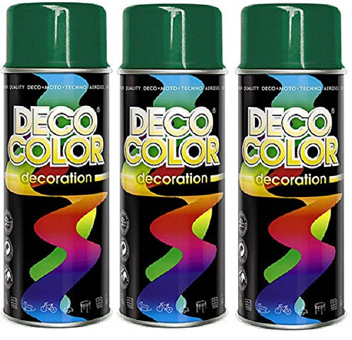 Deco Color 3er Sparpack DC Lackspray glänzend 400ml nach RAL freie Farbauswahl (3 Dosen in minzgrün glanz RAL 6029)