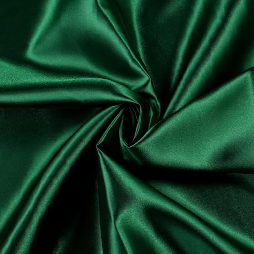 VDS Hunter Green Satin Fabric, 5 Yards Continuous, 45” Wide, Wedding Party Decoration Charmeuse Silky Sateen Bridal Dress DIY Crafts Fashion Scarf Costumes Lining Sewing Backdrop Arch Cloth