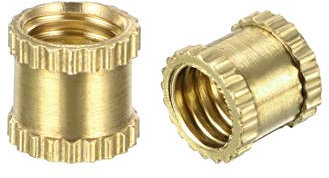 sourcing map 200 Stück Gewindeeinsatz Rändelschrauben Einschraubmuttern M5 x 6mm(L) x 6.4mm(OD) Messing