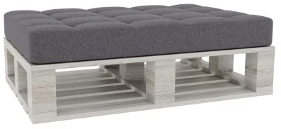 Gutekissen® Palettenkissen Gesteppte Kissen mit Knöpfen, Palettenauflagen Sitzkissen Rückenlehne Gesteppt PFG (Sitzkissen 120x60, Dunkelgrau)