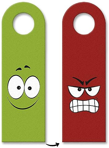 Liebes Gesicht oder böses Gesicht Türhänger wütend freundlich Gesichter Ruhe