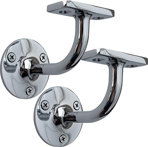 IRONTITE® 2X Chrome Handrail Brackets, Heavy Duty Banister Brackets, Suits Wood Or Metal Stair Banister, Perfectly Finishing The Look of Your Hand Rail (2 Pack)
