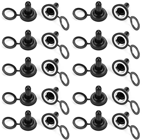 Capuchon de commutateur à Bascule 12 mm, 20 pièces étanche, Botte Noire