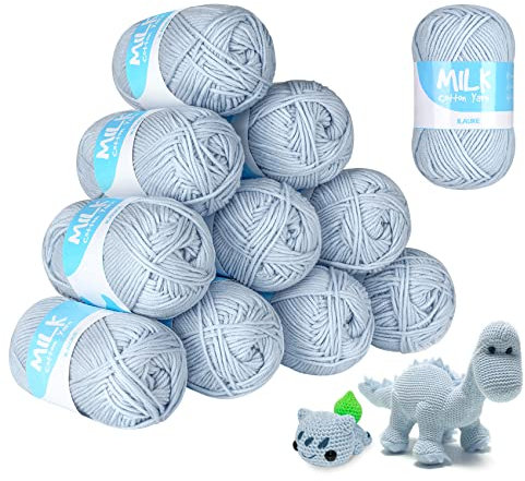 Baby Häkelgarn 12er* 50g/Ball - Super Weiche 100% Acryl Garn für Anfänger und Kinder - Antipilling Babystrickgarn zum Stricken & Häkeln - Baby Fluffy Ball für Häkeln und Kunsthandwerk(Blaugrau)