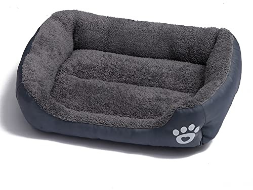 OUYUNKKA Hundebett Hundekissen (L, 66 x 50 cm) Viereckig Grau Hundesofa für Mittelgroße und Kleine Hunde und Katzen, Flauschig Weich Katzenbett Katzenkissen Hundebett für Französische Bulldogge