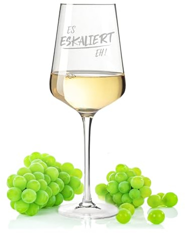 GRAVURZEILE Leonardo Puccini Weinglas mit Gravur - Es eskaliert eh! - Lustige gravierte Geschenke mit Spruch für Sie & Ihn - Geschenk für Mama zum Geburtstag - für Freunde & Familie - Farbe: Puccini
