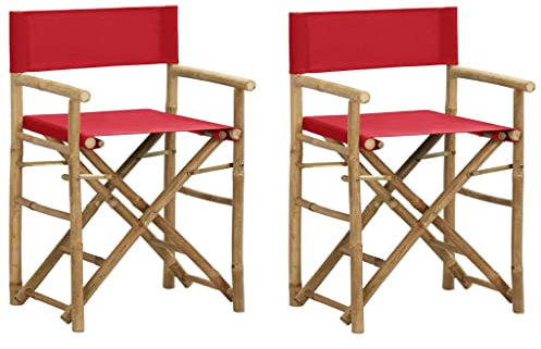 vidaXL Klappbare Regiestühle 2 Stk. Rot Bambus und Stoff