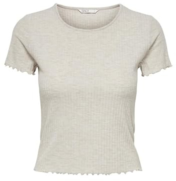 ONLY Damen Onlemma S/S Short Top Noos JRS, Pumice Stone/Detail:Melange, M