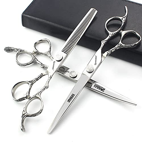 Tijeras de corte de pelo profesionales de 6/7 pulgadas, tijeras de corte de pelo afiladas de acero inoxidable, tijeras especiales para peluqueros. (1, 7 pulgadas - 3pc - A)