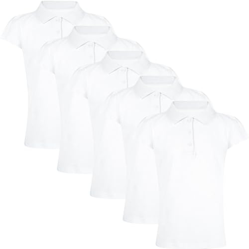 A2Z 4 Kids Plain - Girls Polo Shirt White 5 Pack 9-10