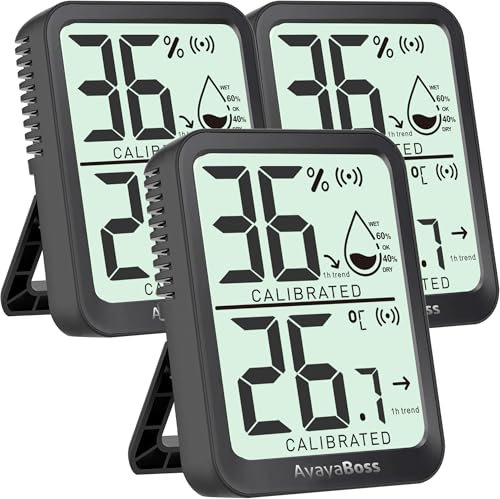 Antonki 3 termometri per interni, igrometro, temperatura e umidità, termometro digitale, termometro, igrometro per camera dei bambini, soggiorno, serra, mini dimensioni