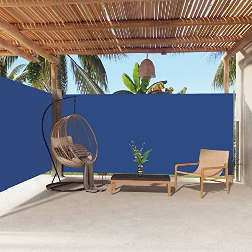 ARKEM Seitenmarkise Ausziehbar Blau 180x600 cm Sichtschutz für BalkonTerrasse, Seitenrollo Wandhalterung