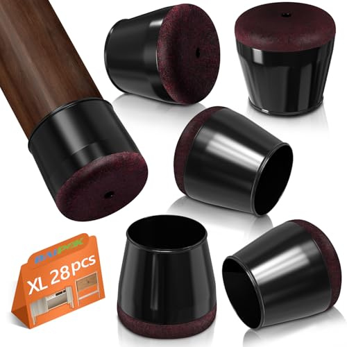 Tappi per Sedie, 28 Pezzi Gommini per Sedie in Silicone con Feltro, Feltrini Sedie Rotondi, per Proteggere i Pavimenti da Graffi e Rumori(Fit:34-48mm)